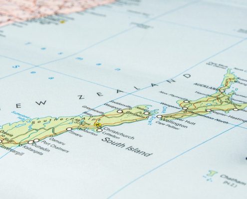 NZ map with traveller